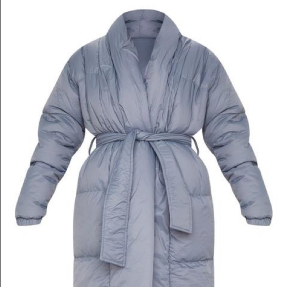 Charcoal Grey Collar Puffer Maxi Coat
